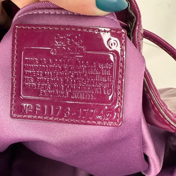 Coach 2011 17745 Grape Burgundy Patent Leather Drawstring Bucket Shoulder Bag - Picture 12 of 14